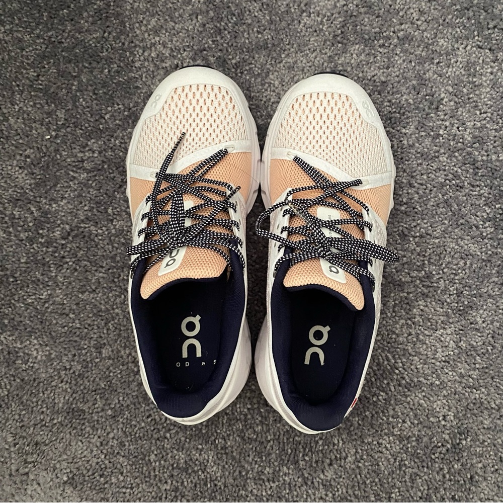 On Running Women's Peach and White Sneakers - Picture 3 of 10